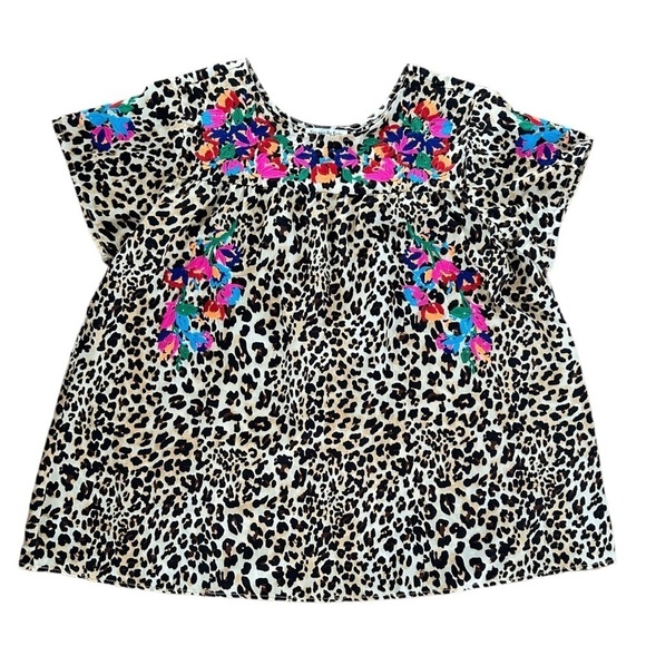 See And Be Seen Neon Embroidery Leopard Tunic Top Small - Picture 15 of 15